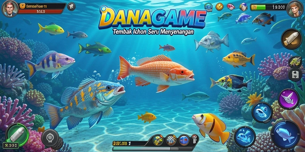 Screenshot gameplay menampilkan aksi menembak ikan yang seru.