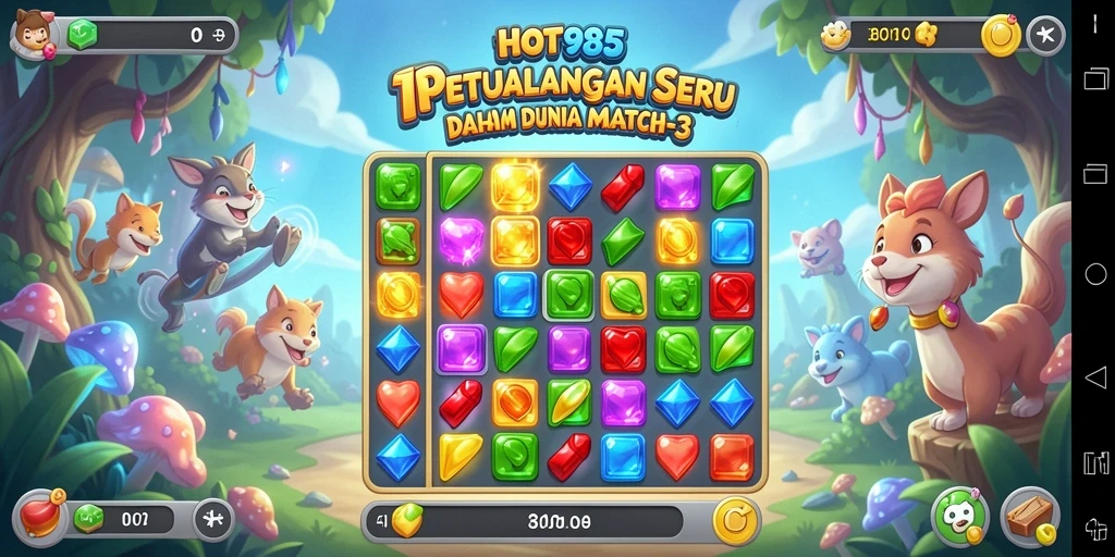 Tampilan gameplay HOT985 yang penuh warna dan menantang.