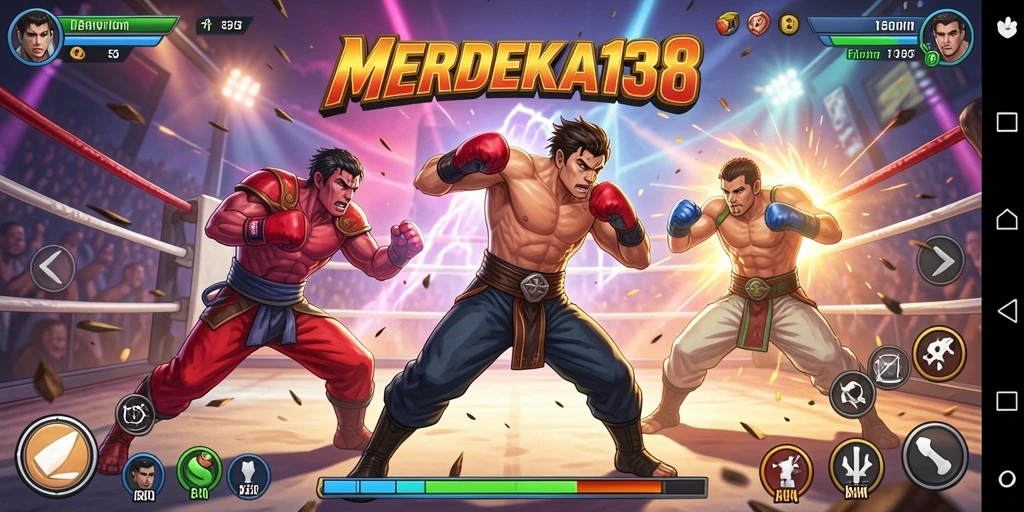 Gameplay pertarungan yang menarik dalam MERDEKA138 dengan karakter beragam.