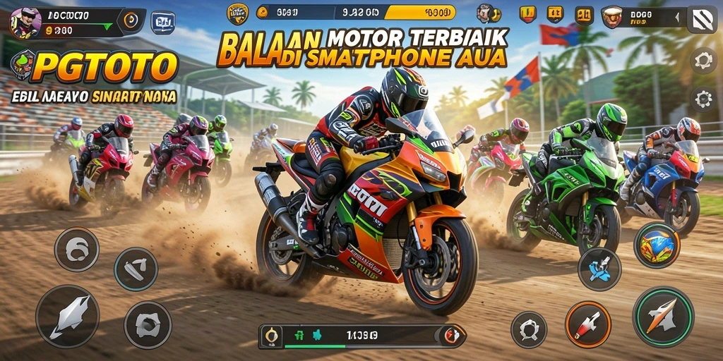 Tampilan gameplay menegangkan dari PGTOTO saat balapan motor.