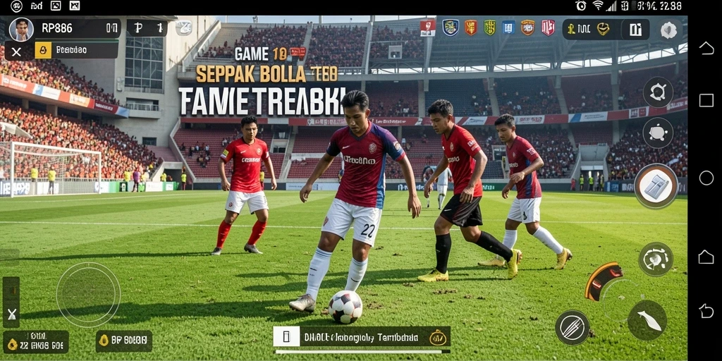 Tampilan gameplay RP886 yang penuh aksi di lapangan sepak bola.