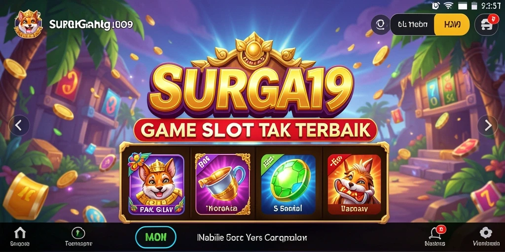Tampilan gameplay SLOT SURGA19 yang menarik dan penuh warna.
