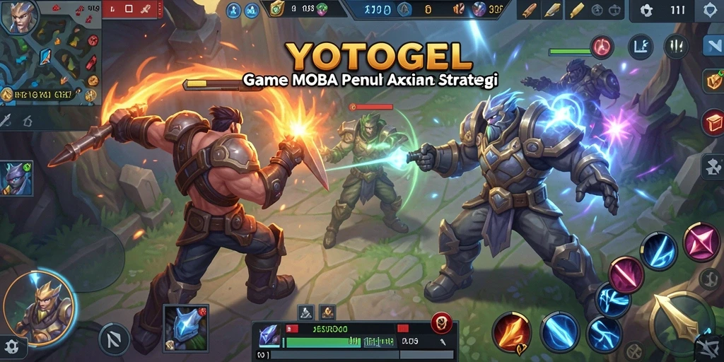 Screenshot utama YOTOGEL menunjukkan aksi seru dalam pertempuran MOBA.